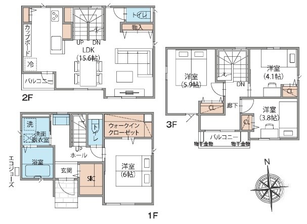 南区根岸三丁目　3号棟 間取図・土地図