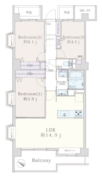 グランドクレスト清瀬 間取図・土地図