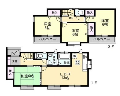 春日部市豊野町１丁目 間取図・土地図