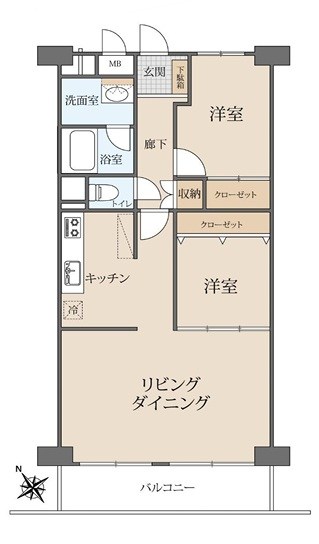 越谷スカイハイツＢ棟 間取図・土地図