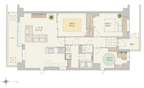 蕨北町リハイム二号棟 間取図・土地図