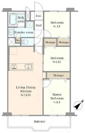 根岸ハイツ1号棟 間取図・土地図