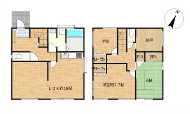 阿見町阿見　中古住宅 間取図・土地図